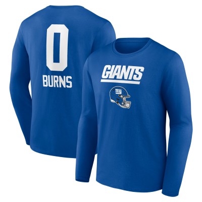 New York Giants Brian Burns Royal Name & Number Team Wordmark Long Sleeve T-Shirt