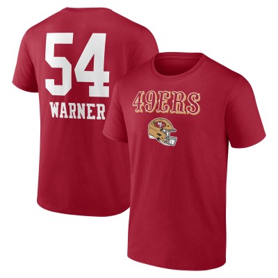 San Francisco 49ers Fred Warner Scarlet Name & Number Team Wordmark T-Shirt