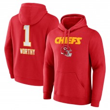 Толстовка Xavier Worthy Kansas City Chiefs Name & Number Team Wordmark - Red