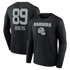 Las Vegas Raiders Brock Bowers Black Name & Number Team Wordmark Long Sleeve T-Shirt