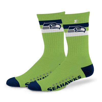 Unisex Seattle Seahawks Starter Team Color Two-Stripe Crew Socks