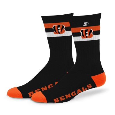 Unisex Cincinnati Bengals Starter Team Color Two-Stripe Crew Socks