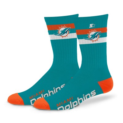 Unisex Miami Dolphins Starter Team Color Two-Stripe Crew Socks