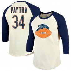 Футболка Chicago Bears Walter Payton Majestic Threads Cream/Navy Retired Player Name & Number 3/4 Raglan Sleeve