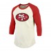 San Francisco 49ers Jerry Rice Majestic Threads Cream/Scarlet Retired Player Name & Number 3/4 Raglan Sleeve T-Shirt