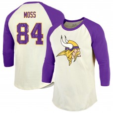 Футболка Randy Moss Minnesota Vikings Majestic Threads Retired Player Name & Number 3/4 Raglan Sleeve&nbsp; - Cream/Purple