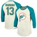 Футболка Miami Dolphins Dan Marino Majestic Threads Cream/Aqua Retired Player Name & Number 3/4 Raglan Sleeve