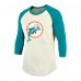 Футболка Miami Dolphins Dan Marino Majestic Threads Cream/Aqua Retired Player Name & Number 3/4 Raglan Sleeve