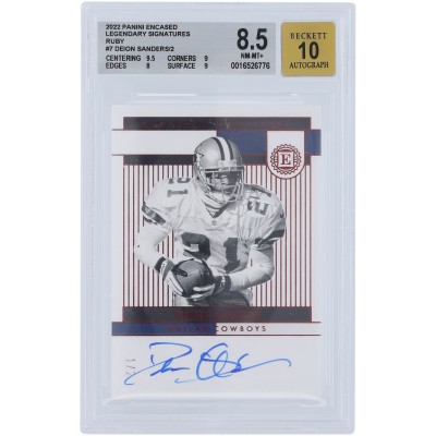 Deion Sanders Dallas Cowboys Autographed 2022 Panini Encased Legendary Ruby #LS-DS #1/2 BGS Authenticated 8.5/10 Card - 9.5,9,8,9 Subgrades