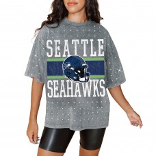  Женская футболка Seattle Seahawks Gameday Couture Gray Oversized Mini Rhinestone Classic