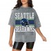  Женская футболка Seattle Seahawks Gameday Couture Gray Oversized Mini Rhinestone Classic