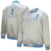 Куртка на кнопках Detroit Lions Mitchell & Ness Gray Double Down Satin