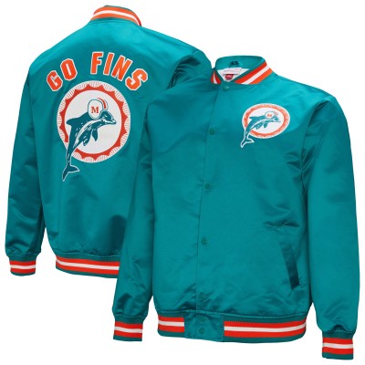 Куртка на кнопках Miami Dolphins Mitchell & Ness Aqua Double Down Satin
