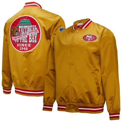San Francisco 49ers Mitchell & Ness Gold Double Down Satin Full-Snap Jacket