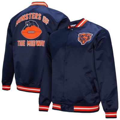 Куртка на кнопках Chicago Bears Mitchell & Ness Navy Double Down Satin