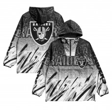 Las Vegas Raiders Chalk Line Black/Silver Sketch Pad Anorak Half-Zip Jacket