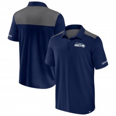 Seattle Seahawks Fanatics Navy/Gray Colorblock Polo