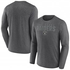 Las Vegas Raiders Fanatics Heather Charcoal Blackout Long Sleeve T-Shirt