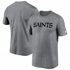 Футболка New Orleans Saints Nike Heather Gray Legend Wordmark