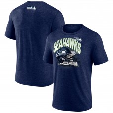 Seattle Seahawks Fanatics Heather Navy End Around Tri-Blend T-Shirt