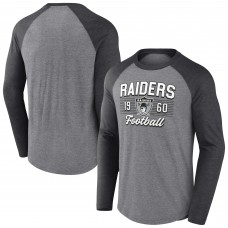 Las Vegas Raiders Fanatics Heather Gray Weekend Casual Raglan Long Sleeve Tri-Blend T-Shirt