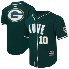 Рубашка Green Bay Packers Jordan Love Pro Standard Green Player Name & Number Mesh Baseball