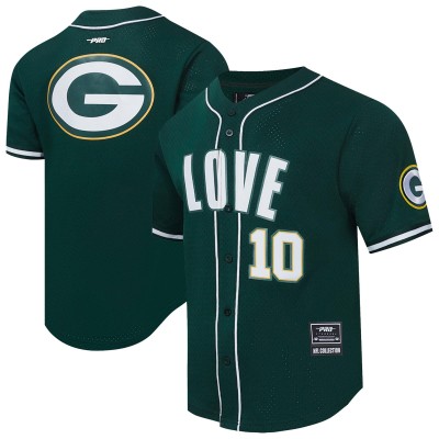 Рубашка Green Bay Packers Jordan Love Pro Standard Green Player Name & Number Mesh Baseball