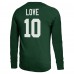 Футболка с длинным рукавом Green Bay Packers Jordan Love Majestic Threads Green Name & Number