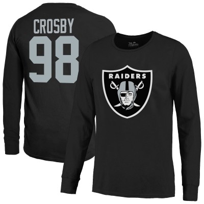 Las Vegas Raiders Maxx Crosby Majestic Threads Black Name & Number Non-Distressed Long Sleeve T-Shirt