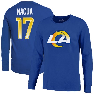 Puka Nacua Los Angeles Rams Majestic Threads Name & Number Non-Distressed Long Sleeve T-Shirt - Royal