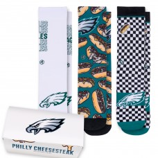 Три пары носков Philadelphia Eagles Rock Em Socks Unisex Food Takeout Box - Midnight Green