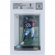 Randy Moss Minnesota Vikings Autographed 1998 Bowman Chrome #182 Beckett Fanatics Witnessed Authenticated 9/10 Rookie Card