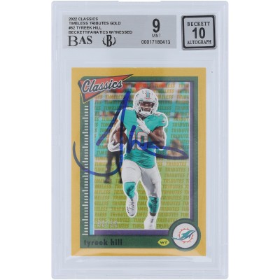 Tyreek Hill Miami Dolphins Autographed 2022 Panini Classic Timeless Tributes Gold #62 #/99 Beckett Fanatics Witnessed Authenticated 9/10 Card