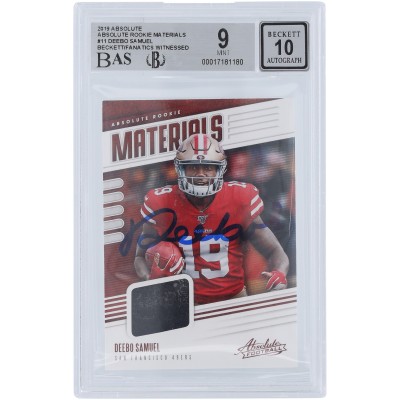 Deebo Samuel Sr San Francisco 49ers Autographed 2019 Panini Absolute Rookie Materials #RM-11 Beckett Fanatics Witnessed Authenticated 9/10 Rookie Card