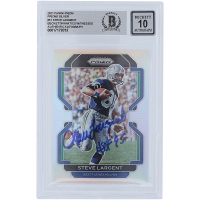 Steve Largent Seattle Seahawks Autographed 2021 Panini Prizm Silver #51 Beckett Fanatics Witnessed Authenticated 10 Card with HOF 95 Inscription