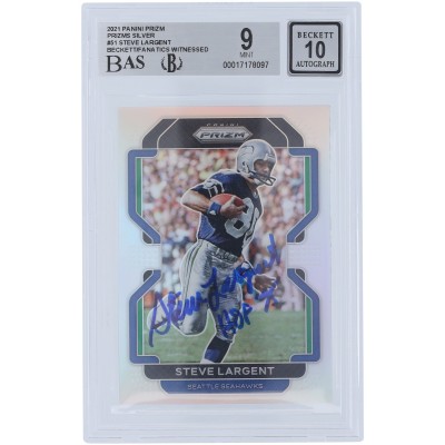 Steve Largent Seattle Seahawks Autographed 2021 Panini Prizm Silver #51 Beckett Fanatics Witnessed Authenticated 9/10 Card with HOF 95 Inscription