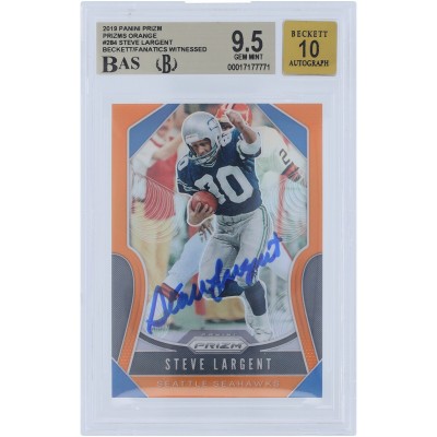 Steve Largent Seattle Seahawks Autographed 2019 Panini Prizm Orange #284 #/249 Beckett Fanatics Witnessed Authenticated 9.5/10 Card