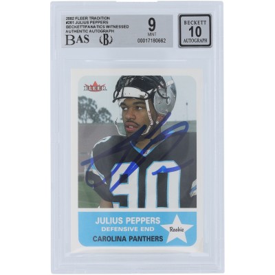 Julius Peppers Carolina Panthers Autographed 2002 Fleer Tradition #261 Beckett Fanatics Witnessed Authenticated 9/10 Rookie Card