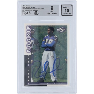Randy Moss Minnesota Vikings Autographed 1998 Score #235 Beckett Fanatics Witnessed Authenticated 9/10 Rookie Card