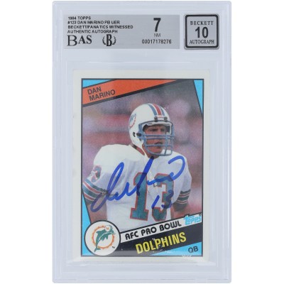 Dan Marino Miami Dolphins Autographed 1984 Topps #123 Beckett Fanatics Witnessed Authenticated 7/10 Rookie Card