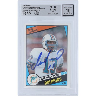 Dan Marino Miami Dolphins Autographed 1984 Topps #123 Beckett Fanatics Witnessed Authenticated 7.5/10 Rookie Card