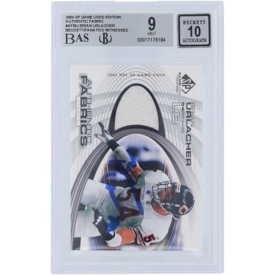 Brian Urlacher Chicago Bears Autographed 2004 Upper Deck SP Game Used Authentic Fabric Relic #AF-BU Beckett Fanatics Witnessed Authenticated 9/10 Card