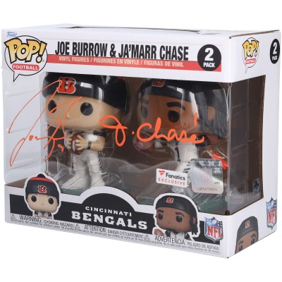 Joe Burrow & JaMarr Chase Cincinnati Bengals Autographed Fanatics Authentic Two-Pack Funko POP! Vinyl Figure Set - Fanatics Exclusive