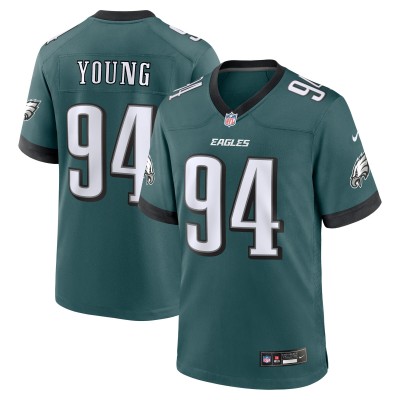 Byron Young Philadelphia Eagles Nike Team Game Jersey - Midnight Green