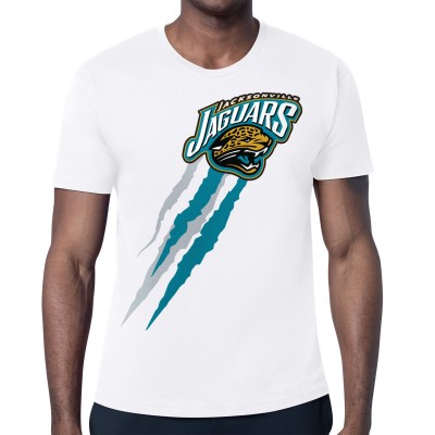 Jacksonville Jaguars Starter White Retro Team Logo Color Scratch T-Shirt