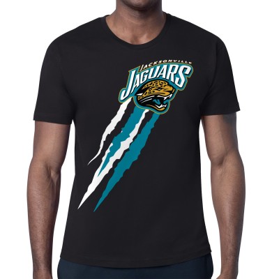 Jacksonville Jaguars Starter Black Retro Team Logo Color Scratch T-Shirt