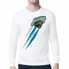 Jacksonville Jaguars Starter White Retro Team Logo Color Scratch Long Sleeve T-Shirt