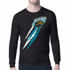 Jacksonville Jaguars Starter Black Retro Team Logo Color Scratch Long Sleeve T-Shirt