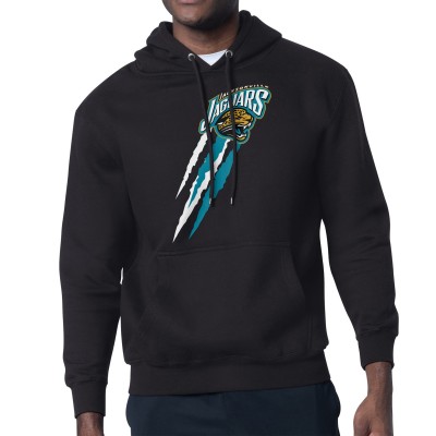 Jacksonville Jaguars Starter Black Retro Team Logo Color Scratch Pullover Hoodie