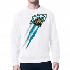 Jacksonville Jaguars Starter White Retro Team Logo Color Scratch Pullover Sweatshirt